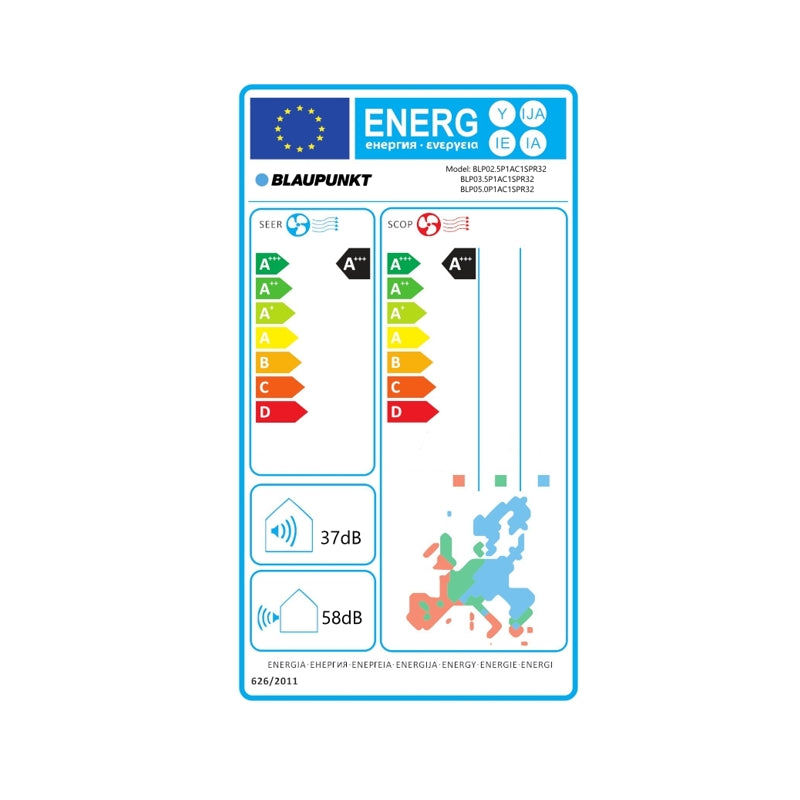 Aer conditionat BLAUPUNKT 2,5KW BLP02.5P1AC2.5S1R32, 10000 BTU, A+++/A+++, Functie incalzire, Wi-Fi Ready, alb