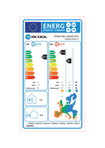 Aer conditionat RCOOL ECONIC 3 3,5 KW KSZKLM2011, A++, Functie incalzire, Wi-Fi Ready, alb